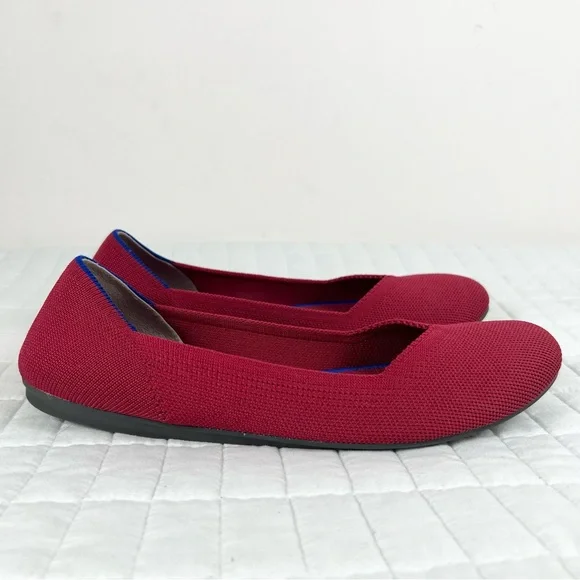 Rothy’s The Flat Rounded Toe Ballet Flat in Red Size 9 Washable - Picture 3 of 10